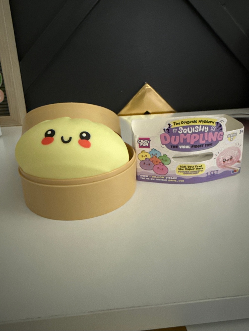 OPENED. Squishy Dumpling Novelty Toy - Yellow Kawaii Dumpling